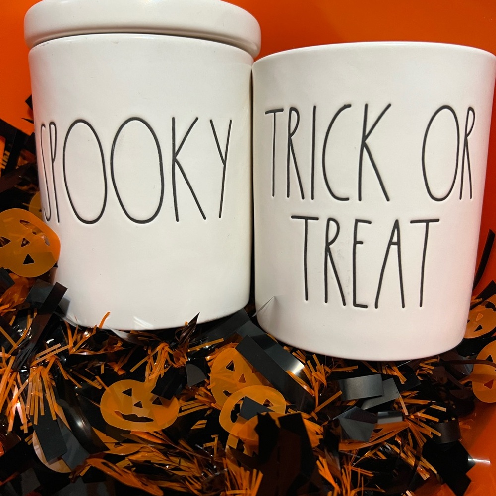 Rae Dunn White Halloween Canisters - Spooky and Trick or Treat